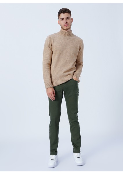 Normal Bel Dar Paça Slim Fit Haki Erkek Pantolon 4A1400000101