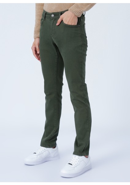 Normal Bel Dar Paça Slim Fit Haki Erkek Pantolon 4A1400000101