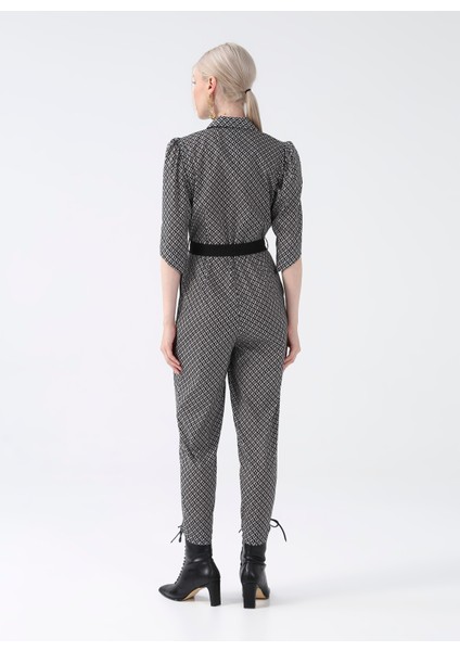 Desenli Bej - Siyah Kadın Tulum YMN-18 fırsatları