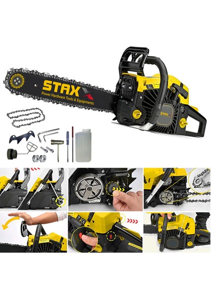 Staxx Power American Yellow PRO950 Benzinli Ağaç Motorlu Testere Magnezyum Karter 50 cm Pala Orman Motoru