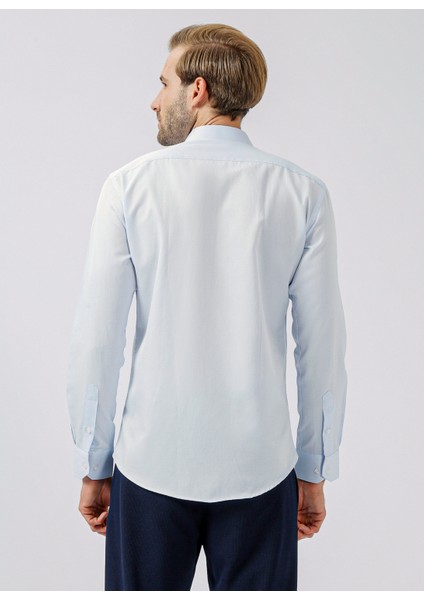 Klasik Yaka Armürlü Mavi - Buz Erkek Gömlek GM2024700349 fırsatları
