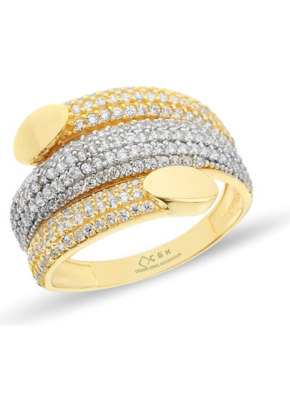 Taşlı Kaburga Altın Yüzük CGKYZK0057