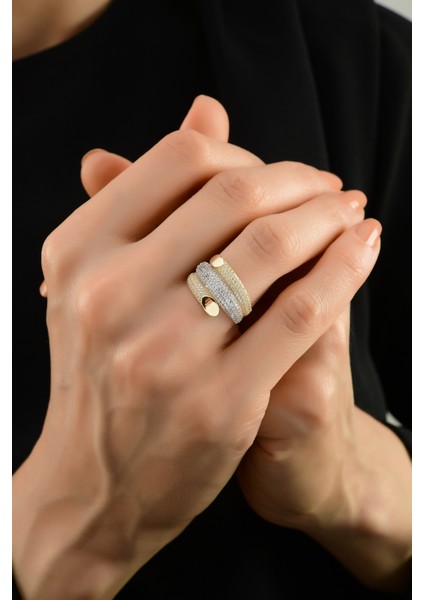 Taşlı Kaburga Altın Yüzük CGKYZK0057 fiyatları