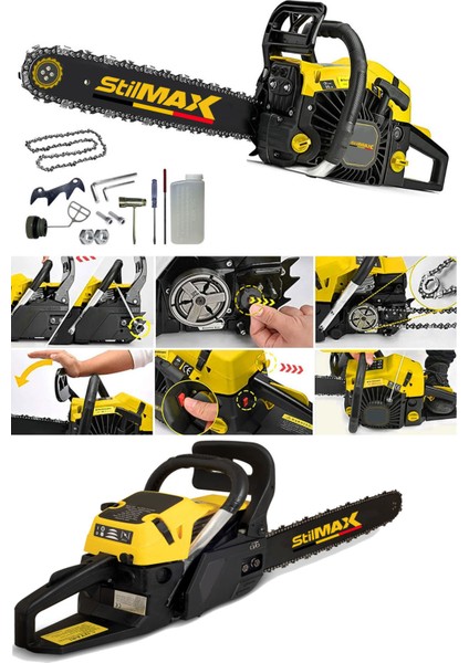 Yellow STL9500 Benzinli Ağaç Motorlu Testere Magnezyum Karter 50 cm Pala Orman Motoru