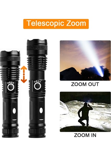 USB Zoom LED El Feneri(Yurt Dışından)