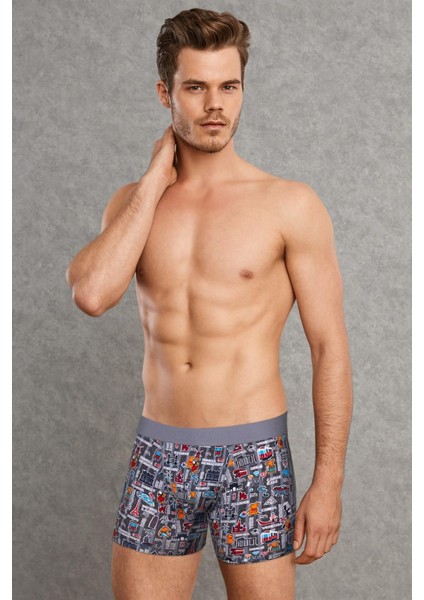 1816 Erkek Modal Çok Renkli Baskılı Torbalı Normal Paça Boxer