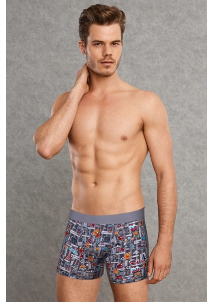 1816 Erkek Modal Çok Renkli Baskılı Torbalı Normal Paça Boxer