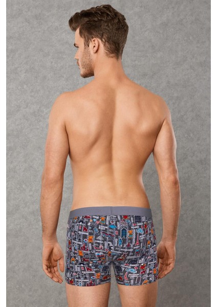 1816 Erkek Modal Çok Renkli Baskılı Torbalı Normal Paça Boxer