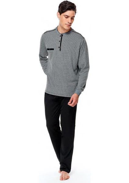 Çift Kaplan 8562 Jakarlı Uzun Kol Erkek Pijama Takımı