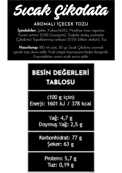 Sıcak Çikolata Toz Form İçecek 1000 gr