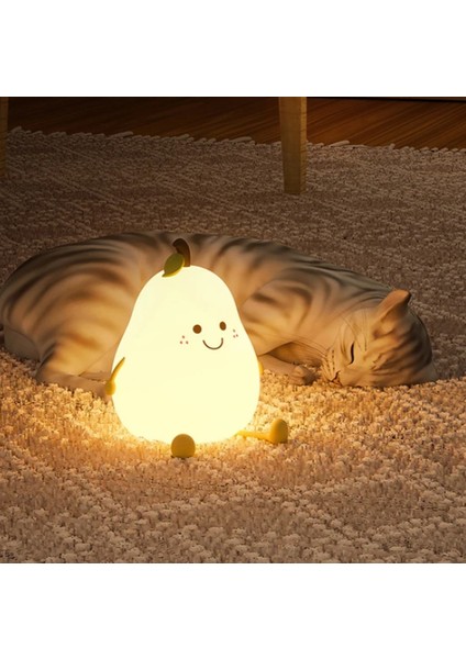 7 Renk Değiştirme Gece Lambası Armut Şeklinde Yatak Odası Dekoratif Gece Lambası