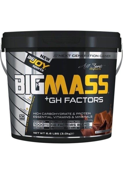 Bigjoy Bigmass Gh Factors Karbonhidrat Tozu 3000 Gr - Çikolata Aromalı