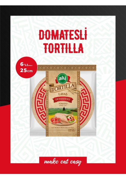 Domatesli Tortilla Lavaş 25 cm 6'lı Paket 420g