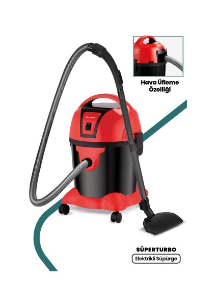 Süperturbo 1200 Watt Islak Kuru 8.7 Litre Toz Torbalı Elektrikli Süpürge