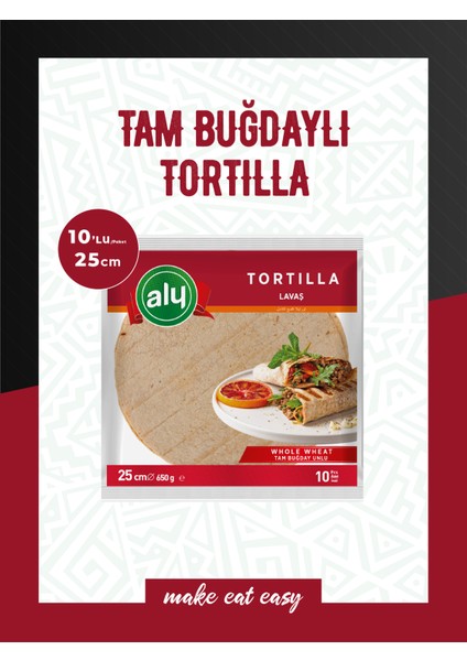 Tam Buğdaylı Tortilla Lavaş 25 cm 10'lu Paket 650g