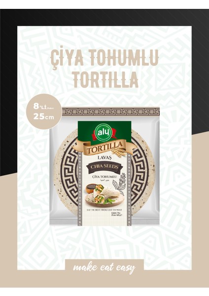 Çiya Tohumlu Tortilla Lavaş 25 cm 6'lı  Paket 420g