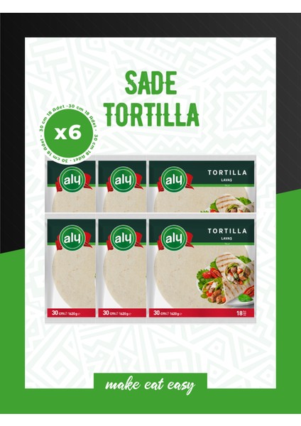 Sade Tortilla Lavaş 30 cm 18'li Paket 1620g X 6 Adet