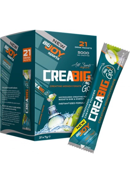 Bigjoy Sports Sports Creabig Creatine Micronized Amino Asit Yeşil Elma Aroma Tekli Sachet