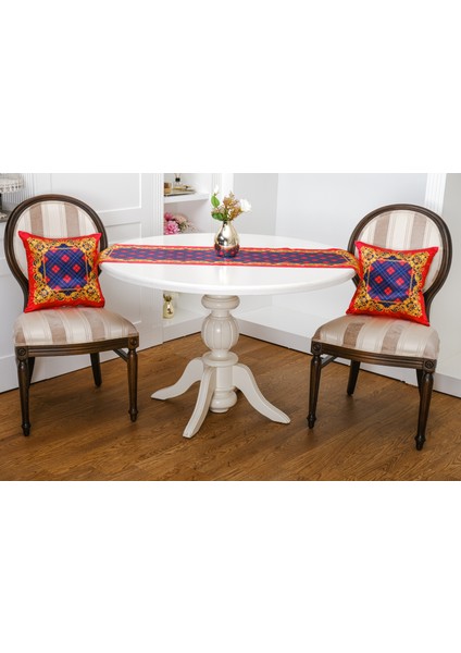 Belize Baskılı Saten Kumaş Kırmızıya Siyah Kırlent Kılıfı 45X45 Cm- 1443 fırsatları