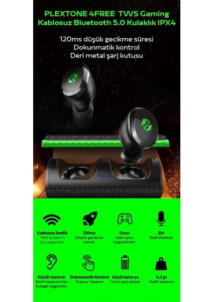 Düşük Ms Gaming Mikrofonlu Bluetooth Kulaklık, Su ve Ter Geçirmez Oyuncu Kulaklığı
