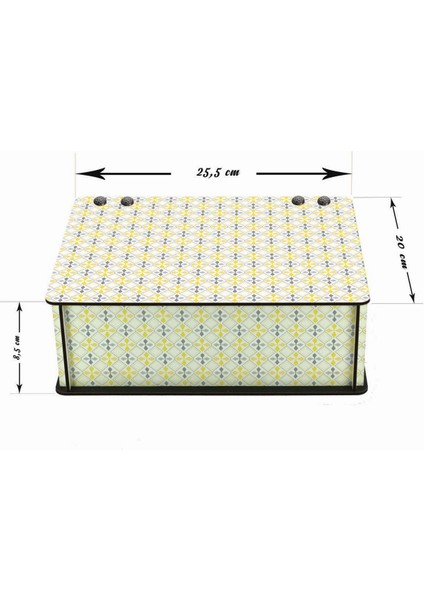 Sarı Desenli 6 Bölmeli Ahşap Çay Kahve Saklama Kutusu