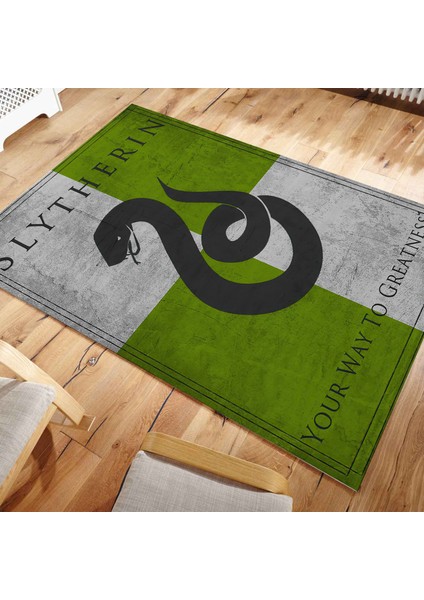 Nesa Decor Harry Potter Halı Slytherin Genç Odası Halısı Dijital Baskı Makinede Yıkanabilir Filim Odası Halısı