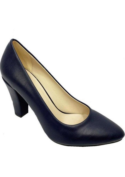 366-22K Deri Kalın Topuk Stiletto Kadın Ayakkabı