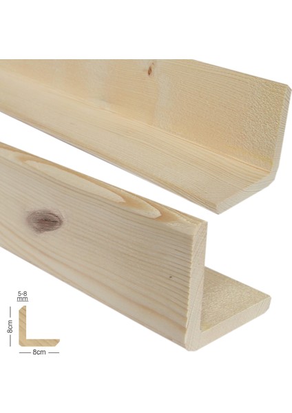 Ahşap L Profil 8,0 x 8,0 Cm LADİN RENDELİ