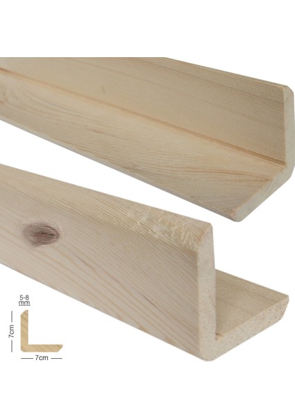 Ahşap L Profil 7,0 x 7,0 Cm LADİN RENDELİ
