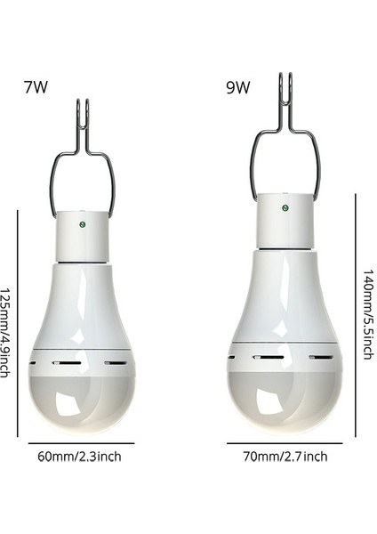 7W Taşınabilir LED Güneş Enerjili Kamp Ampul - Beyaz (Yurt Dışından)