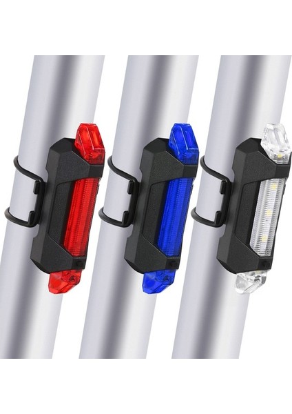 3'lü Parlak USB Şarj Edilebilir Bisiklet Arka Lambası - Çok Renkli (Yurt Dışından)