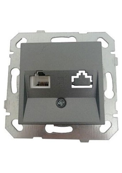Byobu Füme Tekli Data Prizi (RJ45) (Cat6) (Çerçeve Hariç) 5 Adet