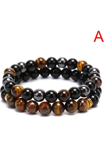 Unisex - Hematit, Kaplan Göz,, Onix | Doğal Taş Padore Bileklik | Elegant, Şık Design > 2 Adet