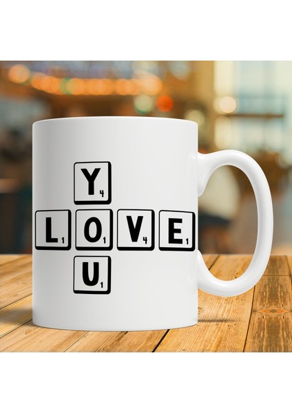 Seni Seviyorum Kupa, You Love Scrabble Hediye Kupa