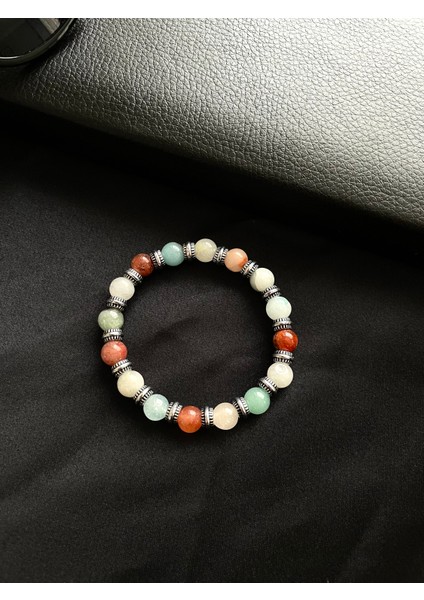 Kadın - Zarif Tasarım Akik Doğal Taş Padore Bileklik | Handcrafted
