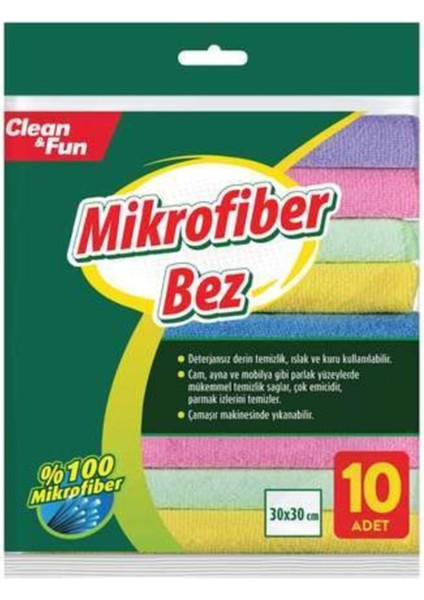 Clean & Fun 10'lu Mikrofiber Temizlik Bezi