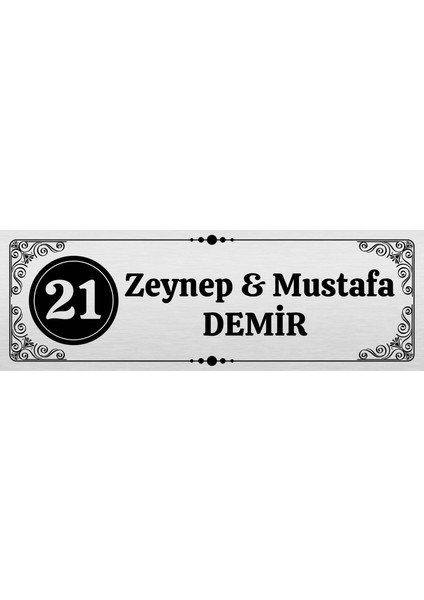 Kişiye Özel Metal Kapı Isimliği Kapı Numarası 15X5 cm