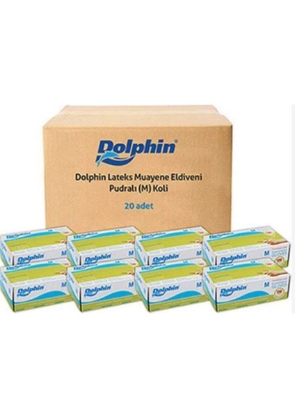 Pudralı Latex Eldiven M Beden 100'LÜ x 20 Paket Koli