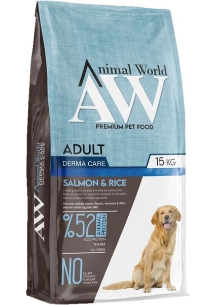 Animal World Somon Balıklı Yetişkin Köpek Maması 15 kg Derma