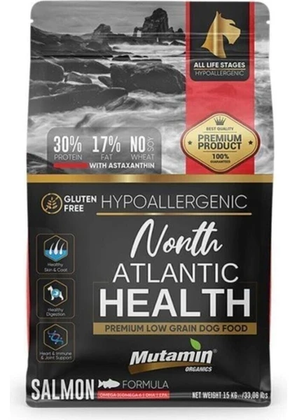 Mutamin Organics Mutamin North Atlantic Health Somonlu Köpek Maması 15 kg Medıum/large