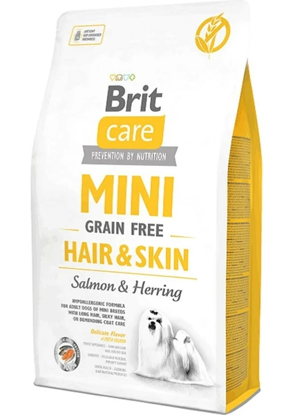 Brit Care Mini Hair Skin Somonlu ve Ringa Balıklı Tahılsız Köpek Maması 2 kg