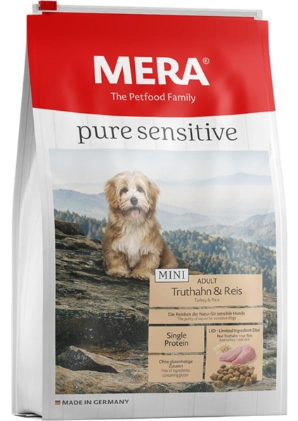 Pure Sensitive Mini Hindi Eti ve Pirinç Küçük Irk Köpek Maması 4 kg