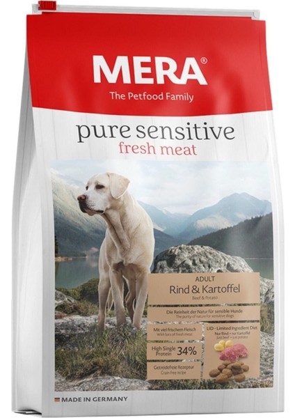 Pure Sensitive Taze Sığır Etli ve Patatesli Köpek Maması 4 kg