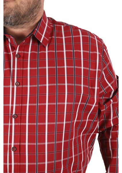 Mocgrande Büyük Beden Erkek Ekoseli Gömlek 23358 Kırmızı modelleri