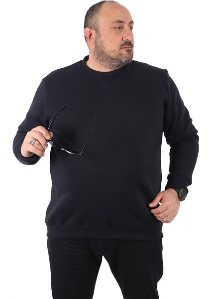 Mocgrande Büyük Beden Sweatshirt V Design 22742 Lacivert