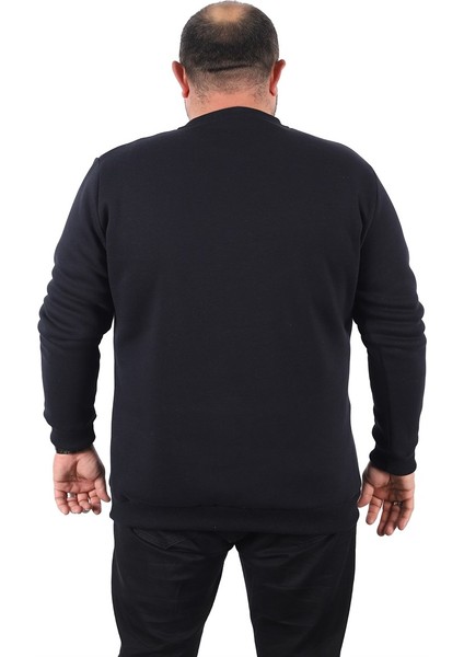 Mocgrande Büyük Beden Sweatshirt V Design 22742 Lacivert modelleri
