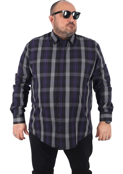 Mocgrande Büyük Beden Erkek Ekoseli Gömlek 23359 Siyah