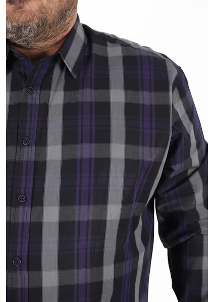 Mocgrande Büyük Beden Erkek Ekoseli Gömlek 23359 Siyah fiyatları