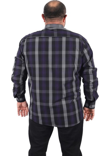 Mocgrande Büyük Beden Erkek Ekoseli Gömlek 23359 Siyah modelleri