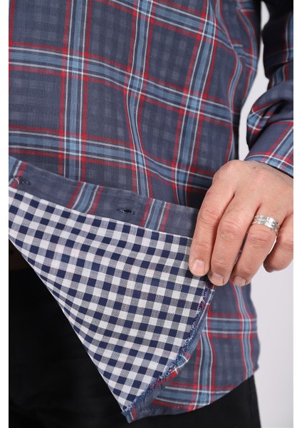 Mocgrande Büyük Beden Erkek Ekoseli Gömlek 23356 Indıgo modelleri